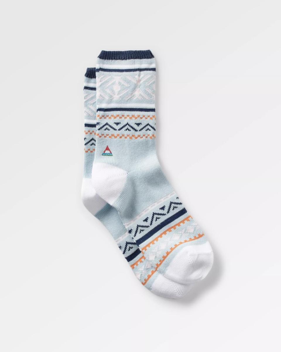 Closeout Organic Midweight Patterned Socks Blue Fog Women Passenger Clothing Socks
