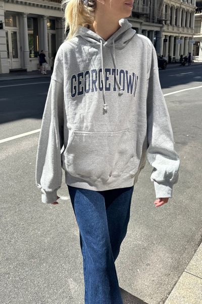 Christy Georgetown Hoodie Brandy Melville Heather Grey Women Sweatpants & Sweatshirts