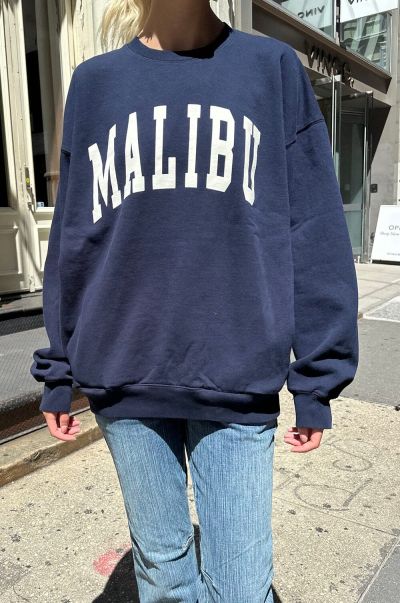 Classic Navy Erica Malibu Sweatshirt Sweatpants & Sweatshirts Brandy Melville Women