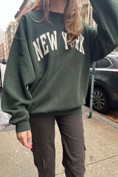 Sweatpants & Sweatshirts Dark Green Women Brandy Melville Erica New York Sweatshirt