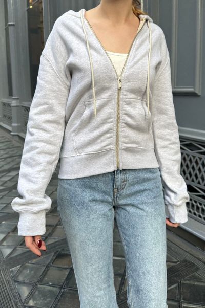 Christy Hoodie Brandy Melville Women Silver Grey Sweatpants & Sweatshirts