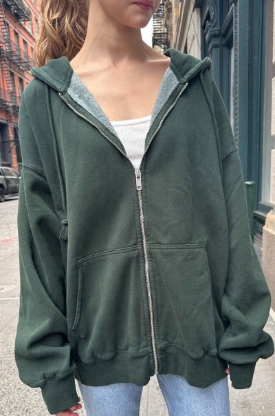 Christy Hoodie Women Dark Green Sweatpants & Sweatshirts Brandy Melville