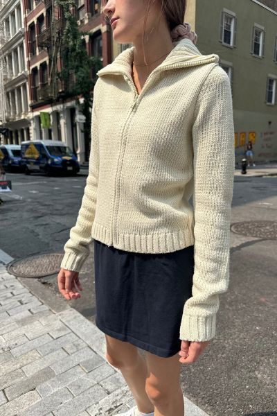 Sweaters Ivory Andrea Wool Zip-Up Sweater Brandy Melville Women