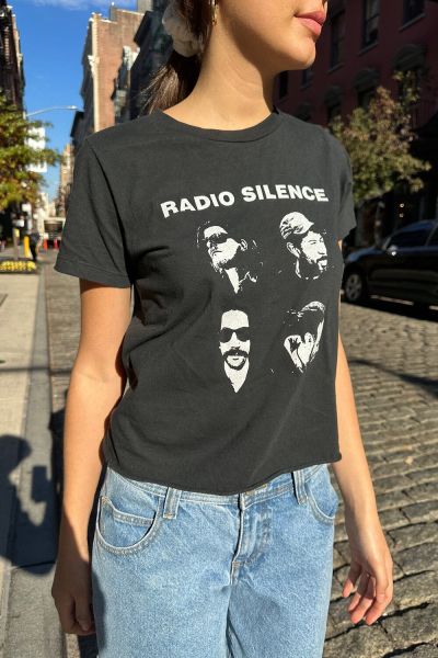 Women Tops Black Brandy Melville Chloe Radio Silence Faces Top