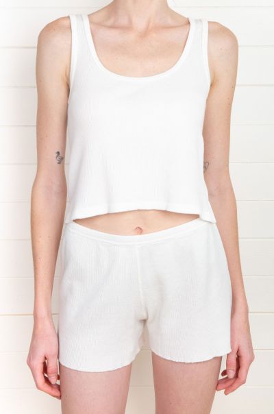 Brandy Melville Women Aubrie Thermal Tank White Tops
