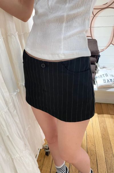 Black Brandy Melville Bottoms Women Louisa Striped Mini Skirt
