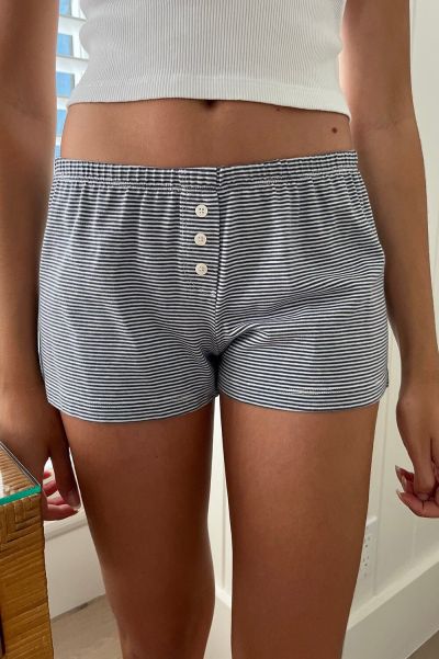 Brandy Melville Stripes Women Navy Blue White Stripes Keira Striped Shorts