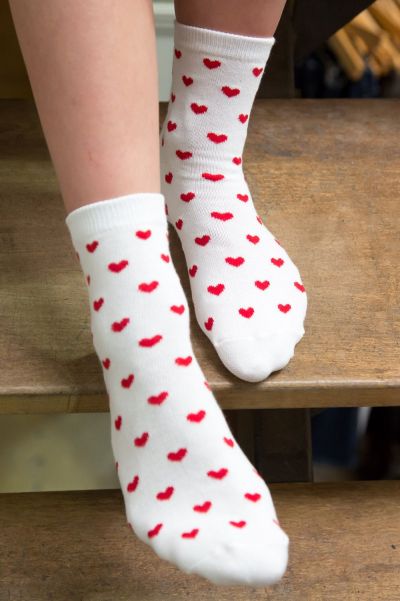 Matching Sets Brandy Melville White With Red Hearts Red Heart Socks Women