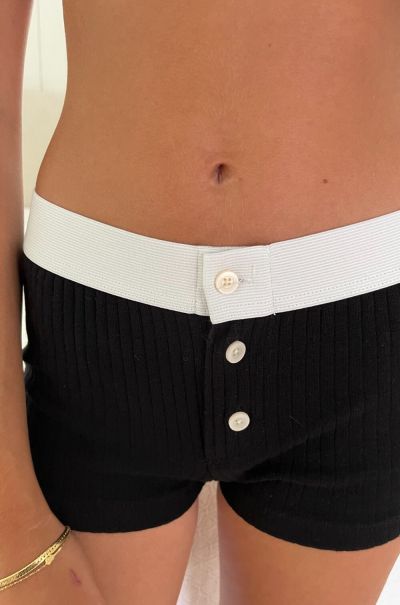 Brandy Melville Black Matching Sets Boy Short Thick Ribbed Underwear Women