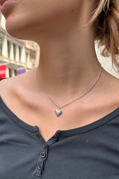 Jewelry Heart Locket Necklace Women Silver Brandy Melville
