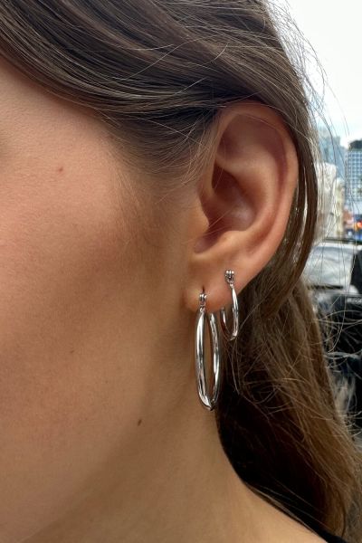 Women Silver Brandy Melville Hoop Earring Set Jewelry
