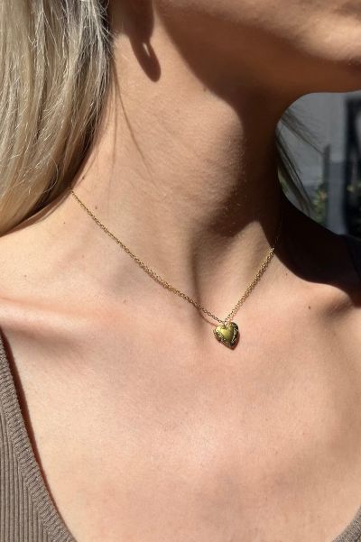 Gold Heart Locket Necklace Brandy Melville Women Jewelry Gold