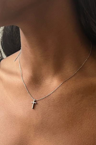 Silver Jewelry Women Brandy Melville Cross Necklace