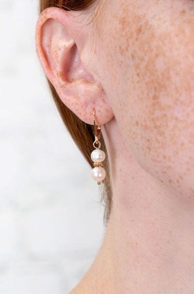 Jewelry Women Gold Pearl Drop Earrings Brandy Melville