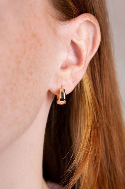 Brandy Melville Women Mini Thick Hoop Earrings Jewelry Gold