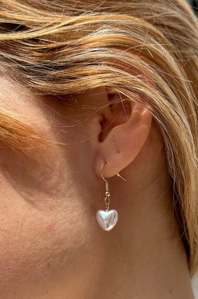 Jewelry Gold Pearl Heart Earrings Women Brandy Melville