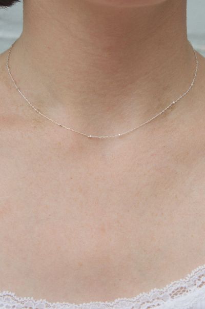 Silver Jewelry Beaded Chain Necklace Women Brandy Melville