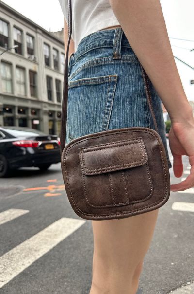 Women Brandy Melville Brown Pocket Mini Purse Bags & Backpacks