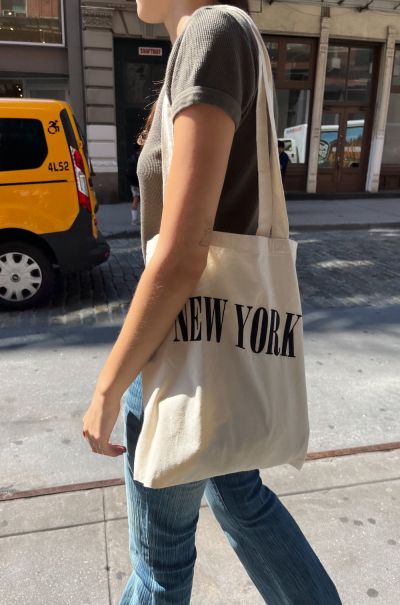 Ivory Brandy Melville Women Bags & Backpacks New York Tote Bag
