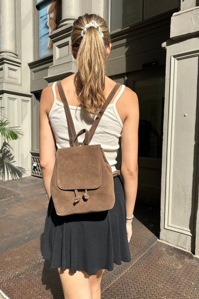 Brandy Melville Brown Women Bags & Backpacks Leather Mini Backpack