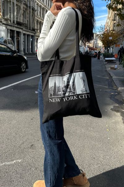 Black Nyc Landmark Tote Bag Brandy Melville Women Bags & Backpacks