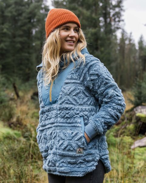 Fleece Women Passenger Clothing Limited Washed Blue Holistic Sherpa Hooded Fleece