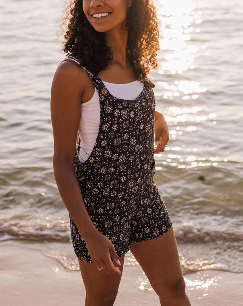 Simple Tile Faded Black Women Simple Jumpsuits & Playsuits Safron Playsuit Passenger Clothing