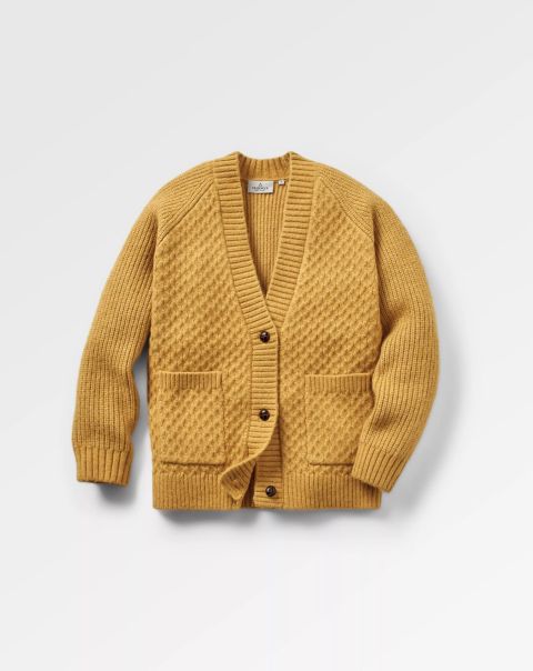 Passenger Clothing Special Price Knitwear Women Mustard Gold Homey Recycled Knit Cable Cardigan