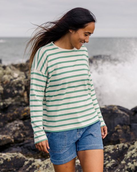 Deep Sea Efficient Long Sleeve T-Shirts Misty Stripe Ls T Women Passenger Clothing