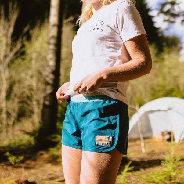 Explore Recycled All Purpose Shorts Women Blue Coral Dropped Shorts Passenger Clothing