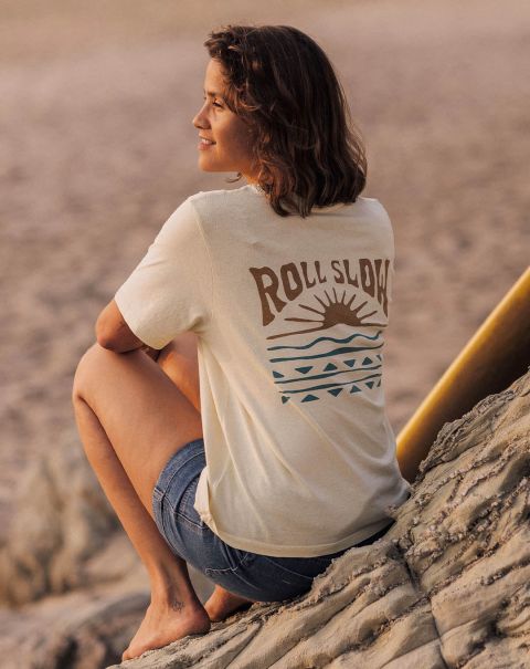 Exquisite Rolling Slow Recycled Cotton T Pale Yellow Passenger Clothing Tops & T-Shirts Women