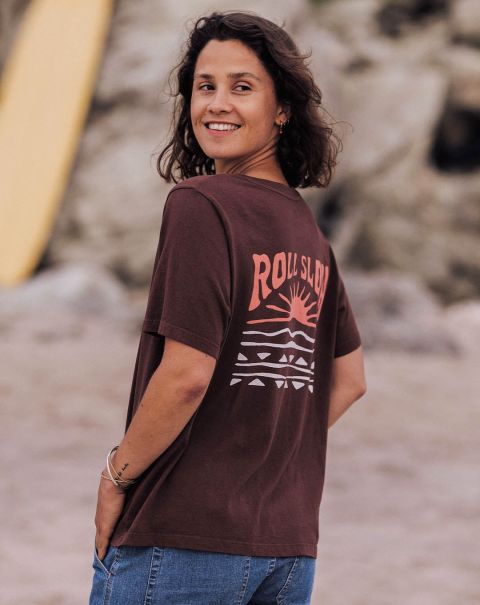 Chestnut Bargain Tops & T-Shirts Passenger Clothing Rolling Slow Recycled Cotton T Women