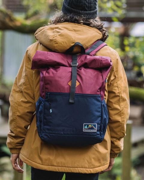 Navy/Burgundy Passenger Clothing Women Cost-Effective Backpacks & Bags Backwoods Recycled Rolltop 32L Backpack