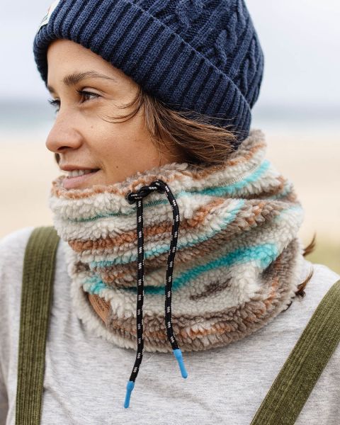 Passenger Clothing Mulled Sherpa Fleece Snood Women Beanies Warm Ivory Geo Pattern Trendy