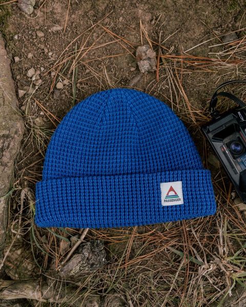 Beanies Moss Double Layer Recycled Waffle Beanie Women True Blue Passenger Clothing Effective