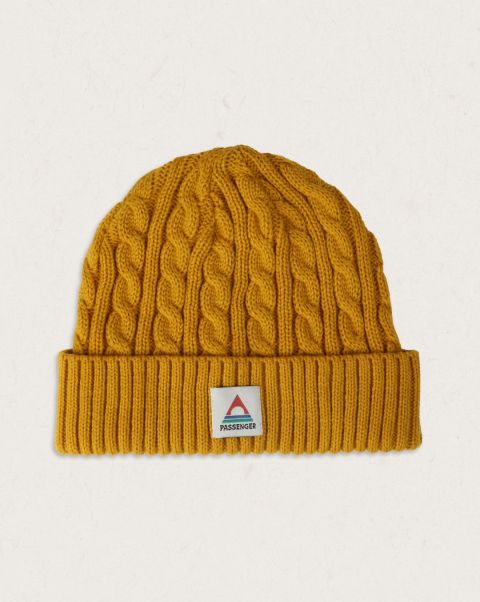 Fireside Cable Knit Beanie Passenger Clothing Trusted Women Beanies Mustard Yellow